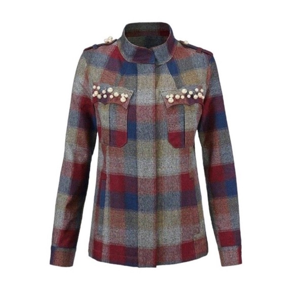 CABi Collage Plaid Zip Up Jacket #3555 size medium - Picture 2 of 5